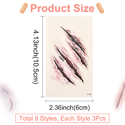 27Pcs Removable Scar Temporary Tattoos DIY-SP0005-66B-1