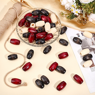 60Pcs 3 Colors Wood Beads WOOD-ME0001-10-1