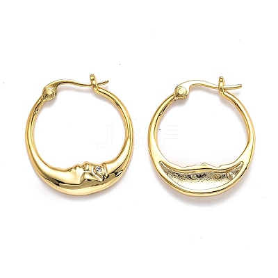 Brass Micro Pave Clear Cubic Zirconia Hoop Earrings EJEW-J101-28G-1