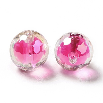 Two Tone UV Plating Rainbow Iridescent Acrylic Beads TACR-D010-03B-03-1