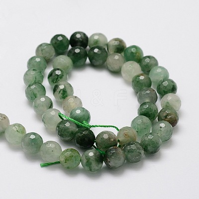 Faceted Round Natural Chrysoprase Bead Strands G-L437-07-8mm-1
