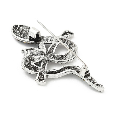 Snake Alloy Rhinestone Brooches for Backpack Clothes JEWB-Z040-01A-AS-1