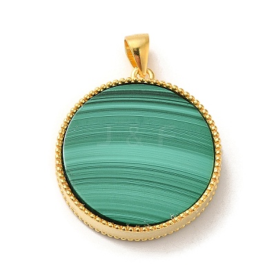 Rack Plating 925 Sterling Silver Pave Natural Malachite Pendants G-K352-01G-1