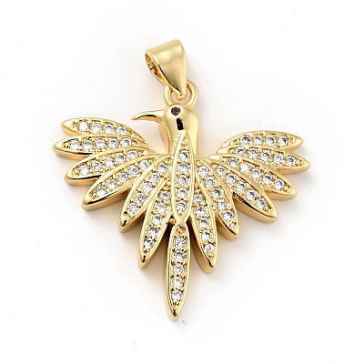 Rack Plating Brass Micro Pave Clear Cubic Zirconia Pendants ZIRC-F129-45G-1