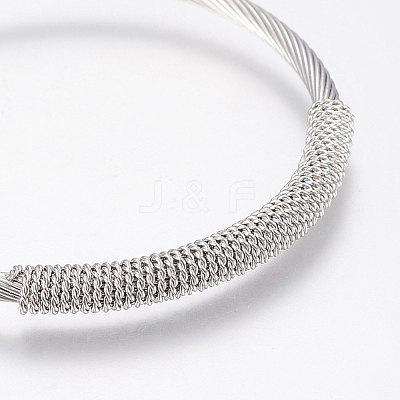 Tarnish Resistant 304 Stainless Steel Cuff Bangles Torque Bangles BJEW-H570-31P-1