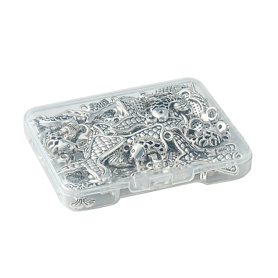 48Pcs 6 Styles Tibetan Style Alloy Pendant DIY-FS0005-72-1