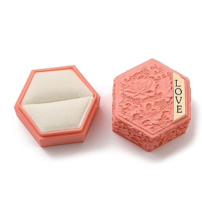 Embossed Hexagon Plastic Rings Storage Boxes CON-P020-C02-1