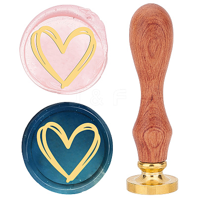 Brass Wax Seal Stamps with Wood Handle AJEW-WH0412-0041-1