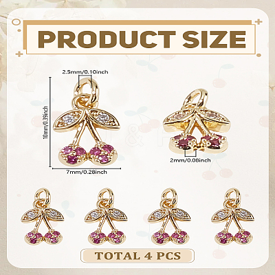 4Pcs Brass Micro Pave Grade AAA Cubic Zirconia Charms ZIRC-LP0001-25-1