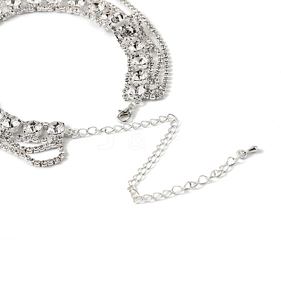 Brass Full Rhinestone Flat Round Tassel Y Necklaces for Women NJEW-M104-01S-02-1