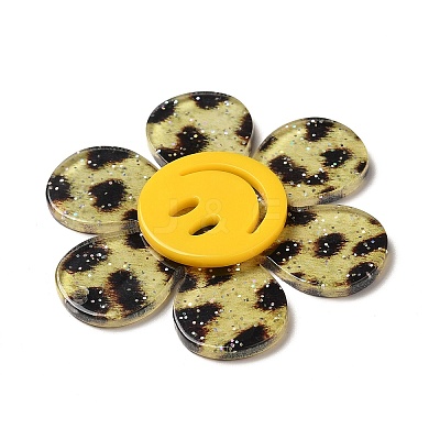 Leopard Print Pattern Acrylic Big Pendants OACR-B008-C01-1