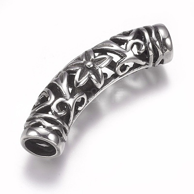 304 Stainless Steel Hollow Tube Beads STAS-I082-09AS-1