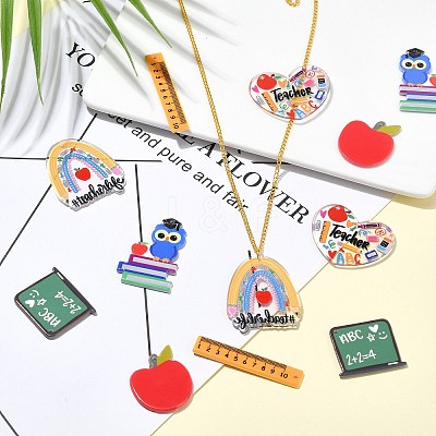 12Pcs 6 Styles Study Style Opaque Acrylic Double Sided Pendants FIND-CJ0002-52-1