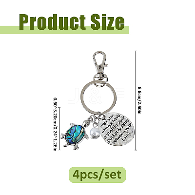 4Pcs Shell & Imitated Pearl Acrylic & Alloy Pendants KEYC-FH00103-1