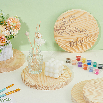 Flat Round Unfinished Wood Slice WOOD-WH0029-190B-1