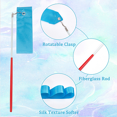 4Pcs Polycotton Dance Ribbons with Wand AJEW-CN0004-18-1