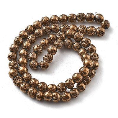 Electroplated Natural Lava Rock Beads Strands G-A251-B01-01A-1