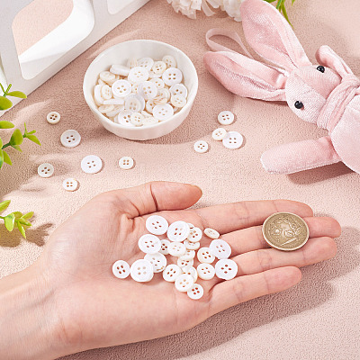 105Pcs 3 Styles Natural 4-Hole Freshwater Shell Buttons BUTT-TA0001-26-1