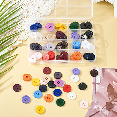 120Pcs 20 Colors 4-Hole Resin Buttons BUTT-TA0001-29B-1