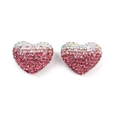 Gradient Color Heart Shaped Polymer Clay Rhinestone Beads CLAY-NH0002-03A-1