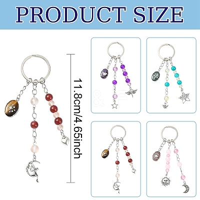 Glass & Alloy & Natural Amethyst Keychain KEYC-YW00146-01-1