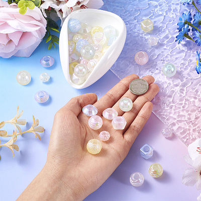 75Pcs 5 Styles Electroplate Acrylic European Beads OACR-TA0002-68-1
