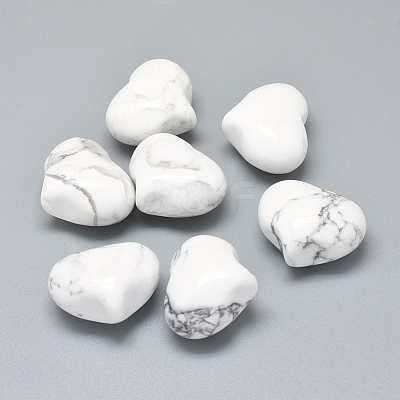 Natural Howlite Heart Palm Stone G-F637-11J-1