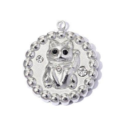 304 Stainless Steel with Jet Rhinestone Pendants RB-OY001-04P-01-1