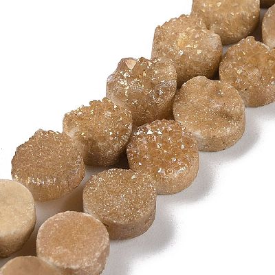 Electroplated Natural Druzy Agate Beads Strands G-M433-01H-1