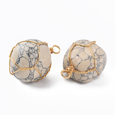 Natural Howlite Pendants G-N332-50-01-1