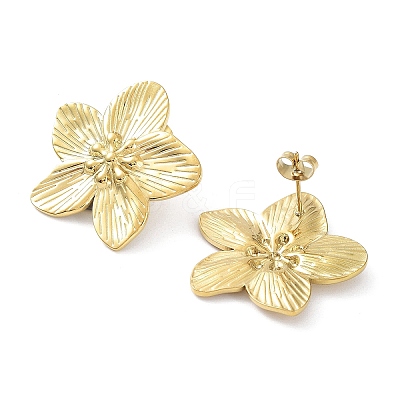 Flower 304 Stainless Steel Stud Earrings High Polished X-EJEW-L267-002G-1