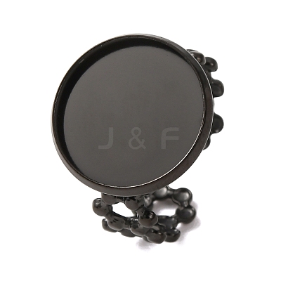 Hollow Flower 304 Stainless Steel Cuff Ring Components STAS-P454-03E-B-1