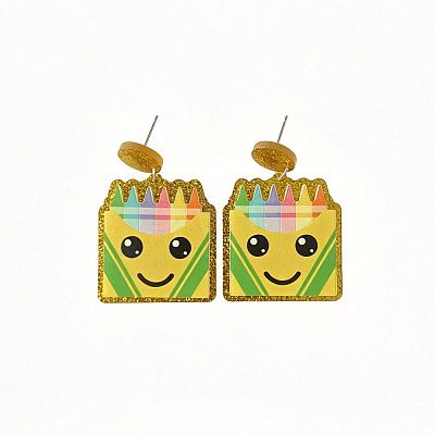 Acrylic Glitter Powder Stud Dangle Earrings WG553F9-01-1