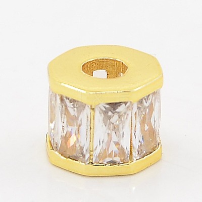 Clear CZ Jewelry Findings Brass Micro Pave Cubic Zirconia Beads ZIRC-M015-05G-NR-1
