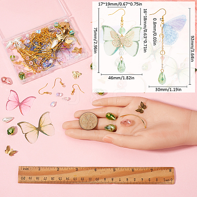 DIY Polyester Butterfly Dangle Earring Making Kits DIY-SC0026-62-1