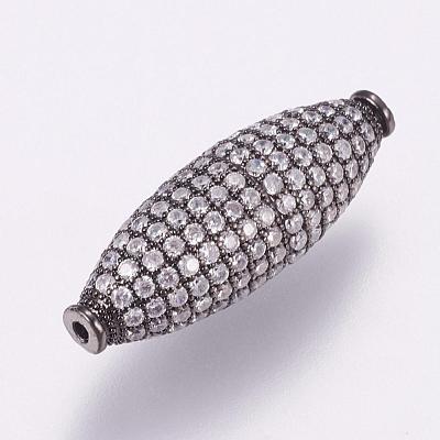 Brass Micro Pave Cubic Zirconia Beads KK-P116-16-1