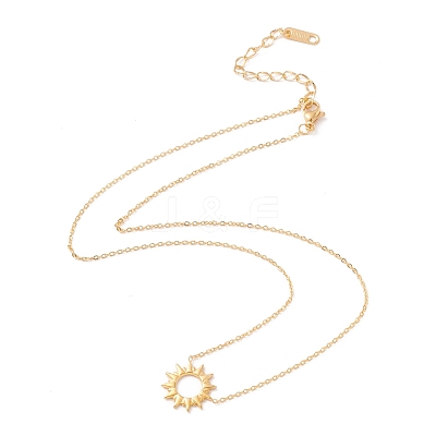 Ion Plating(IP) 304 Stainless Steel Sun Pendant Necklace for Women X-NJEW-F292-05G-1