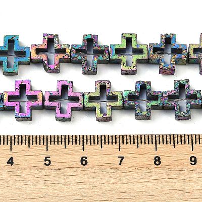 Electroplated Natural Lava Rock Beads Strands G-K388-02F-1