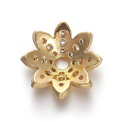 Brass Micro Pave Cubic Zirconia Bead Caps LS-ZIRC-E158-12G-1