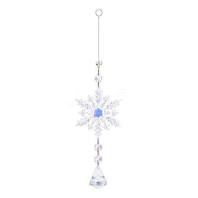 AB Color Glass Snowflake Pendant Decorations AJEW-Q144-02P-01-1
