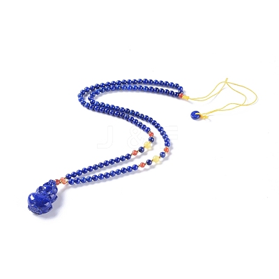 Natural Lapis Lazuli Pendant Necklaces NJEW-G332-05G-1