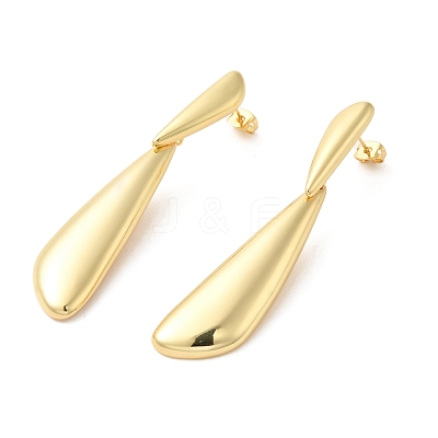 Real 18K Gold Plated Brass Dangle Stud Earrings EJEW-G382-20B-G-1