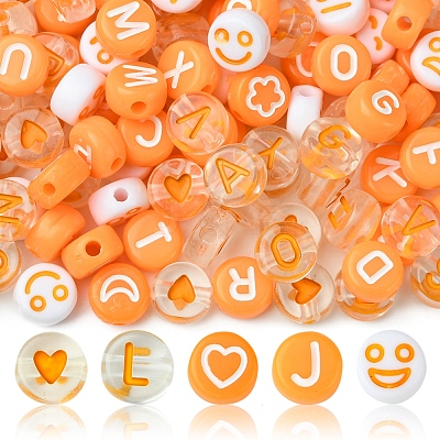 200Pcs Flat Round Acrylic Enamel Beads MACR-FS0001-88-1