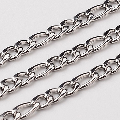 Non-Tarnish 3.28 Feet 304 Stainless Steel Figaro Chains X-CHS-L015-17-1