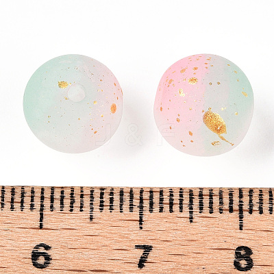 Frosted Baking Paint Crackle Glass Beads with Glitter Powder X1-DGLA-T004-01F-1