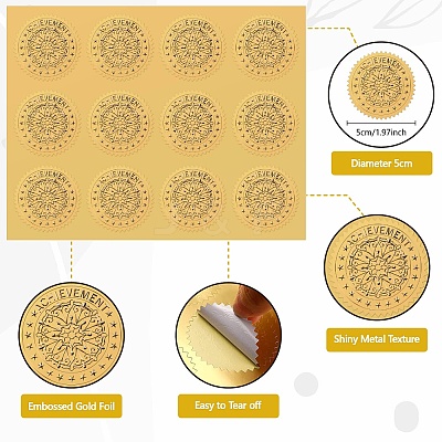 34 Sheets Self Adhesive Gold Foil Embossed Stickers DIY-WH0509-084-1