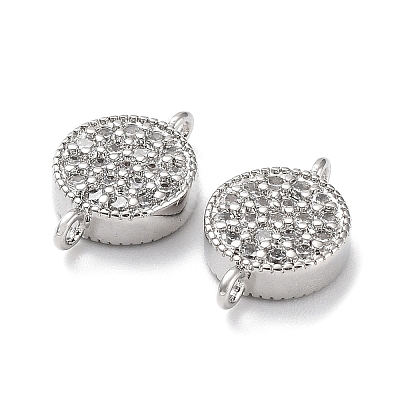 Rack Plating Brass Micro Pave Clear Cubic Zirconia Connector Charms KK-Z036-07P-1