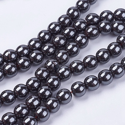 Non-magnetic Synthetic Hematite Bead Strands G-R193-19-8mm-1
