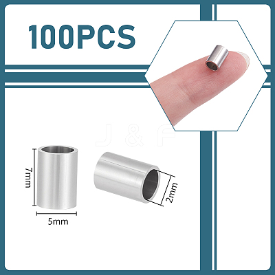 100Pcs 304 Stainless Steel Tube Beads STAS-UN0063-82B-P-1