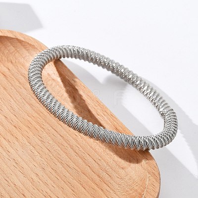 304 Stainless Steel Stretch Bangles for Women BJEW-P315-02G-P-1